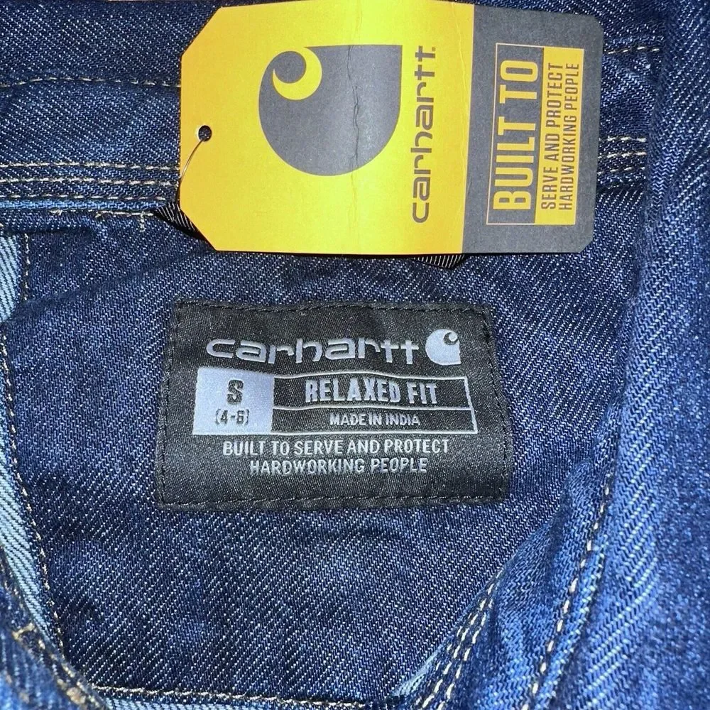 Carhartt Women's Relaxed Fit Midweight Denim Long-Sleeve Over Shirt Sz S - Picture 6 of 7